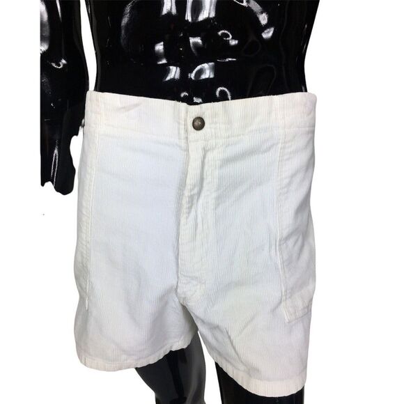 Vintage 80s Towncraft Corduroy Beach Surfer White Board Shorts Men's Size 42 - Picture 2 of 10